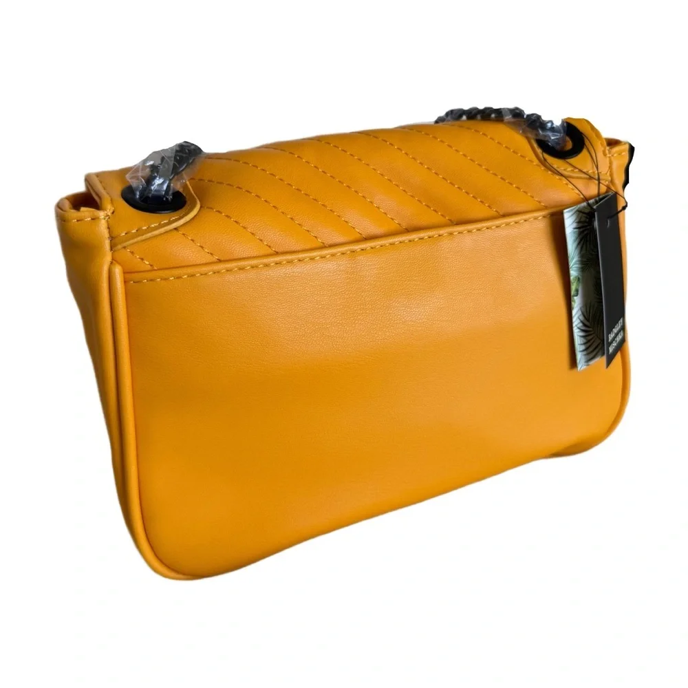 NWT! Badgley Mischka Handbag Yellow Vegan Leather - Picture 4 of 6